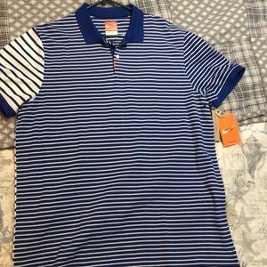 Mens Nike Polo nwt blue white striped XL